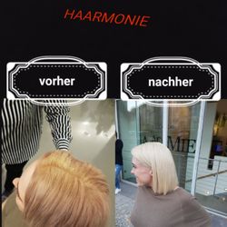 Salon Haarmonie Babelsberg - Nuancenwechsel von kupfergold zu Lichtblondirisé