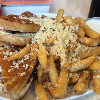Two Chicks - Italian melt with Parmesan Garlic Fries - Breakfast & Brunch Near Me - Reno, Nevada Two Chicks - Italian melt with Parmesan Garlic Fries - Breakfast & Brunch Near Me - Reno, Nevada