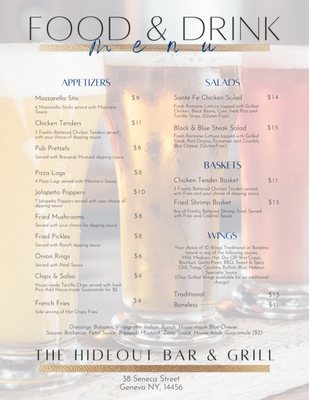 Menu photo 1 The Hideout Geneva, NY