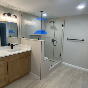 Kirkland Glass - Frameless corner shower door - Glass & Mirrors Near Me - Stafford, Virginia Kirkland Glass - Frameless corner shower door - Glass & Mirrors Near Me - Stafford, Virginia