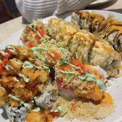 Maru Japanese Sushi Restaurant - (from left) Volcano Roll, Playgirl Roll, Crazy Day Roll, & Sunday Morning Roll