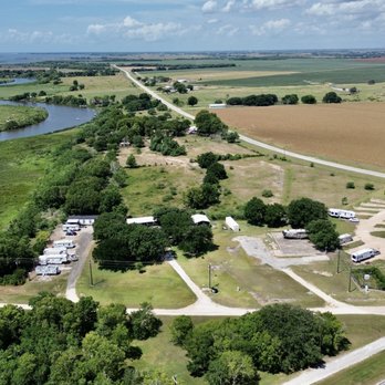 Tres Palacios RV Park - 2.) Aerial view of Tres Palacios RV Park, river and bay. - RV Parks Near Me - Palacios, Texas Tres Palacios RV Park - 2.) Aerial view of Tres Palacios RV Park, river and bay. - RV Parks Near Me - Palacios, Texas