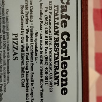 Cafe Corleone - Italian Near Me - Paramount, California