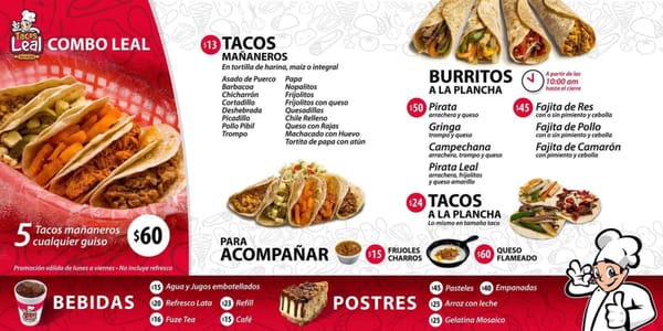 Menu photo 1 Tacos Leal Monterrey, NLE