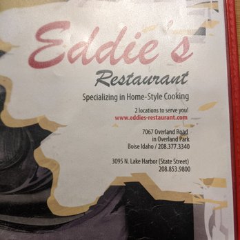 Eddie's Restaurant - Front of Menu - Diners Near Me - Boise, Idaho