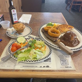 Black Bear Diner San Antonio Ackerman - NY New York Steak* (640 cals.) House Salad (60-360 cals.) Red-Skinned Mashed Potatoes with Country Gravy (210 cals.) - Diners Near Me - San Antonio, Texas Black Bear Diner San Antonio Ackerman - NY New York Steak* (640 cals.) House Salad (60-360 cals.) Red-Skinned Mashed Potatoes with Country Gravy (210 cals.) - Diners Near Me - San Antonio, Texas