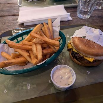 Bells and Whistles - Mighty burger - with 2 bottom buns, not sure if that's just how they do it? - Burgers Near Me - Vancouver, British Columbia