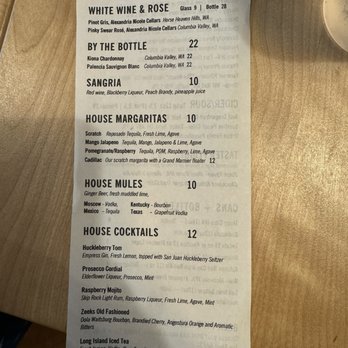 Zeeks Pizza - Drink Menu: 07/29/24 - Pizza Near Me - Mountlake Terrace, Washington