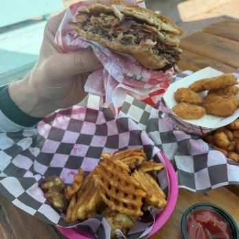 Rock Creek Soda Hole - Western bacon cheese burger - Ice Cream & Frozen Yogurt Near Me - Red Lodge, Montana Rock Creek Soda Hole - Western bacon cheese burger - Ice Cream & Frozen Yogurt Near Me - Red Lodge, Montana
