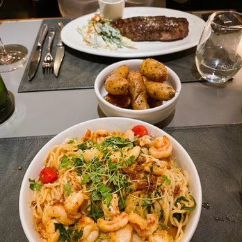 Faubourg Montclair - Sirloin with seafood pasta - French Near Me - Montclair, New Jersey Faubourg Montclair - Sirloin with seafood pasta - French Near Me - Montclair, New Jersey
