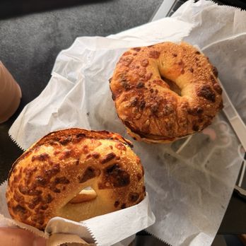 Rrags Caffe - Toasted Asiago Bagel w/ cream cheese Toasted Asiago Bagel w/ butter and jam - Coffee & Tea Near Me - Benicia, California