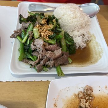 Orchid Thai - Chinese Broccoli with Crispy Pork. Subbed out the pork for beef. - Thai Near Me - Baldwin Park, California Orchid Thai - Chinese Broccoli with Crispy Pork. Subbed out the pork for beef. - Thai Near Me - Baldwin Park, California