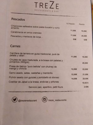 Menu photo 2 Treze Madrid, M Menu photo 2 Treze Madrid, M