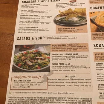 Cheddar's Scratch Kitchen - 6-23-2021. Paper menu - American Near Me - The Colony, Texas Cheddar's Scratch Kitchen - 6-23-2021. Paper menu - American Near Me - The Colony, Texas