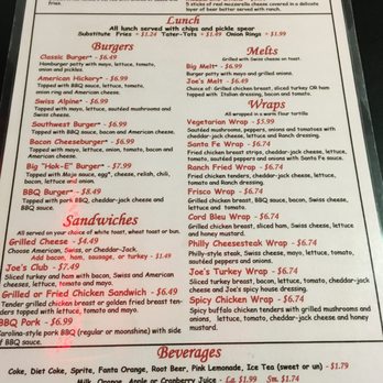 Joe's Diner - Menu - Diners Near Me - Blacksburg, Virginia