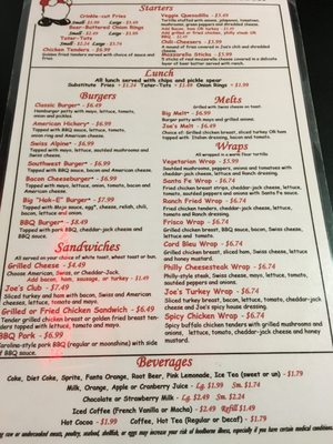 Menu photo 3 Joe's Diner Blacksburg, VA