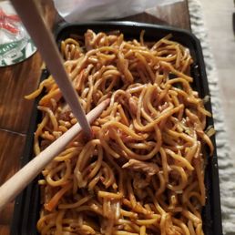 Spicy chicken lo mein. PRO chopsticks not included.
