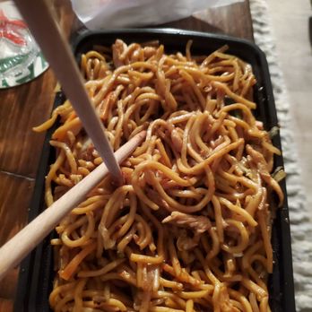 China Cafe - Spicy chicken lo mein. PRO chopsticks not included. - Chinese Near Me - Franklinville, New Jersey