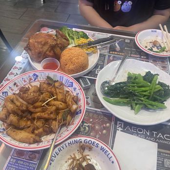 HK Macau Bistro - Rotisserie Chicken with Red Rice, Chinese Broccoli with Garlic Sauce, Stir Fried Steamed Rice Roll in XO Sauce - Hong Kong Style Cafe Near Me - San Gabriel, California HK Macau Bistro - Rotisserie Chicken with Red Rice, Chinese Broccoli with Garlic Sauce, Stir Fried Steamed Rice Roll in XO Sauce - Hong Kong Style Cafe Near Me - San Gabriel, California