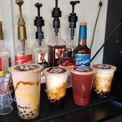 That's My Boba - Boba Fall Special: Pumpkin Spice Chai Boba, Brown Sugar Boba, Strawberry Refresher with Strawberry Popping Boba, Brown Sugar Boba