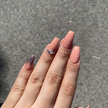 Vanessa Nails - Coffin nails with jewel design & chrome - Waxing Near Me - San Jose, California Vanessa Nails - Coffin nails with jewel design & chrome - Waxing Near Me - San Jose, California