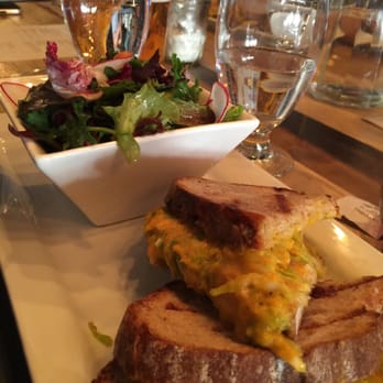 The State - Veggie panini-butternut squash, mozzarella, brussel sprouts-fancy grilled cheese. Could use a tad of cholula. Otherwise yummy! - New American Near Me - Redlands, California