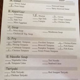 Buffet menu Buffet menu
