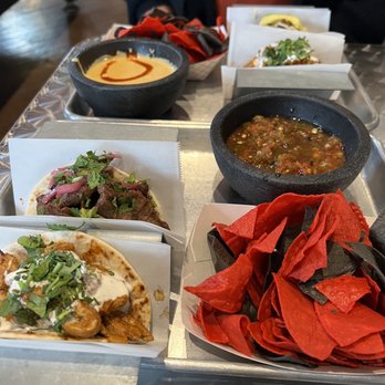 Arushas Coffee - Bulgogi Beef Taco and Tikka Maharaja tacos with chips, salsa, and queso. - Coffee & Tea Near Me - Belton, Texas
