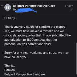 Perspective Eye Care - Admitting they were wrong