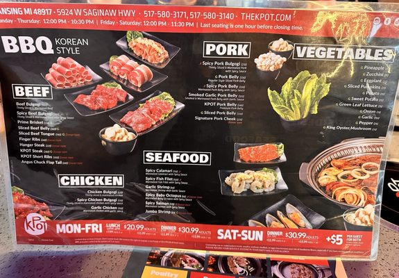 Menu photo 2 KPOT Korean BBQ & Hot Pot Lansing, MI Menu photo 2 KPOT Korean BBQ & Hot Pot Lansing, MI