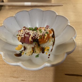 MOKO - Crispy rice with tuna and salmon - Japanese Near Me - New York, New York MOKO - Crispy rice with tuna and salmon - Japanese Near Me - New York, New York
