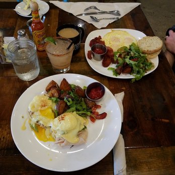 Farmer's Table - Turkey eggs benedict with avocado and the American three-egg combo - New American Near Me - La Mesa, California