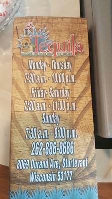 Menu photo 1 Tequila Mexican-American Restaurant Sturtevant, WI Menu photo 1 Tequila Mexican-American Restaurant Sturtevant, WI