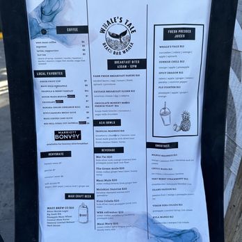 Whale's Tale - Menu, 11/18/23 - Coffee & Tea Near Me - Wailea, Hawaii Whale's Tale - Menu, 11/18/23 - Coffee & Tea Near Me - Wailea, Hawaii