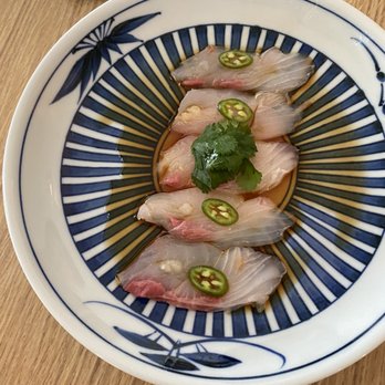 Kurisaki - Kanpachi carpaccio w/ yuzu ponzu & serrano chili - Japanese Near Me - Redondo Beach, California Kurisaki - Kanpachi carpaccio w/ yuzu ponzu & serrano chili - Japanese Near Me - Redondo Beach, California