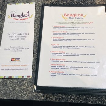 Bangkok Thai Cuisine - Menus - Thai Near Me - Lewes, Delaware
