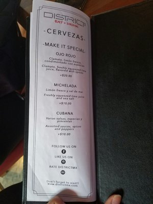Menu photo 5 District Mx San José del Cabo, BCS