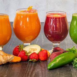 Cold Pressed Organic Juiced with Fresh Fruits and Veggies