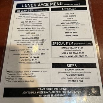 Fuji Sushi - menu side 1 - Sushi Bars Near Me - Elk Grove, California