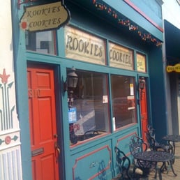 the outside of a cookie shop the outside of a cookie shop