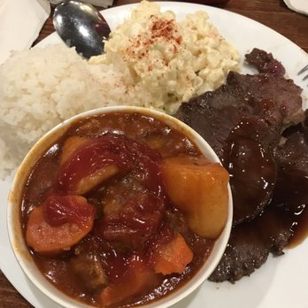 Tanaka Saimin - Teri-beef and Beef stew mixed plate - Japanese Near Me - Honolulu, Hawaii Tanaka Saimin - Teri-beef and Beef stew mixed plate - Japanese Near Me - Honolulu, Hawaii