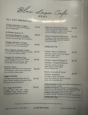 Menu photo 4 Blue Lava Cafe Capitola, CA