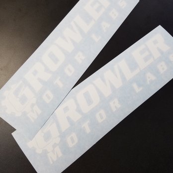 DFW Stickers - Custom white decals for Growler Motor Labs in Plano! - Printing Services Near Me - Fort Worth, Texas