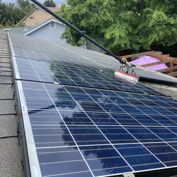 Sonoma Solar Clean - In progress solar panel cleaning with soft bristle brush - Solar Panel Cleaning Near Me Sonoma Solar Clean - In progress solar panel cleaning with soft bristle brush - Solar Panel Cleaning Near Me
