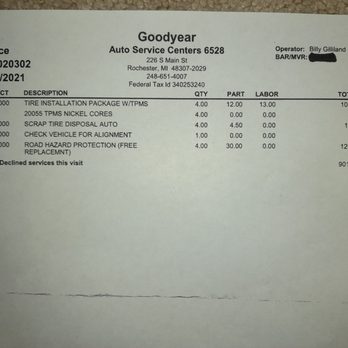 Goodyear Auto Service - Estimate from Goodyear Auto Service - Tires Near Me - Rochester, Michigan