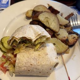 Baja Wrap and home fries Baja Wrap and home fries