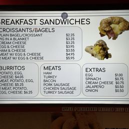 Breakfast sandwiches menu Breakfast sandwiches menu