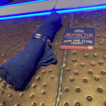 Ford's Garage Plantation - Grease rag and hose clamp for napkin ring - Bars Near Me - Plantation, Florida