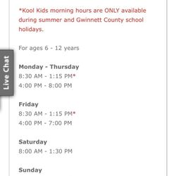 Robert D. Fowler Family YMCA - As of 8/24/19 - posting because I always forget that there is no Kool Kid's after 1:30 pm on Saturdays!