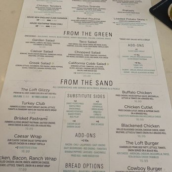 The Loft - Menu - Bars Near Me - Quincy, Massachusetts